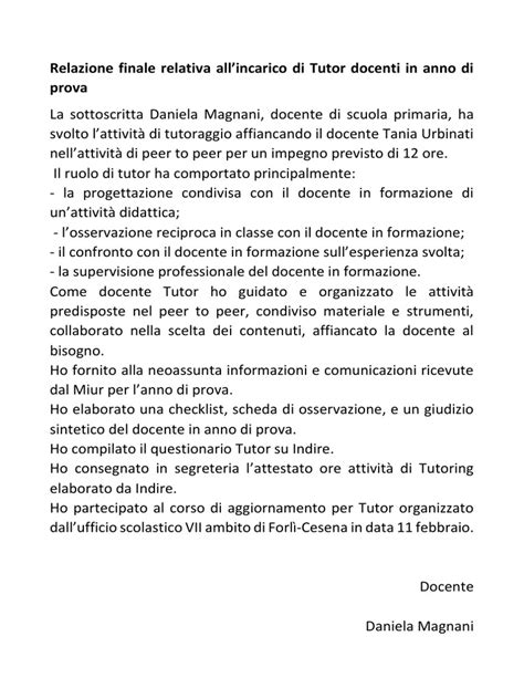 esempio relazione tutor anno di prova